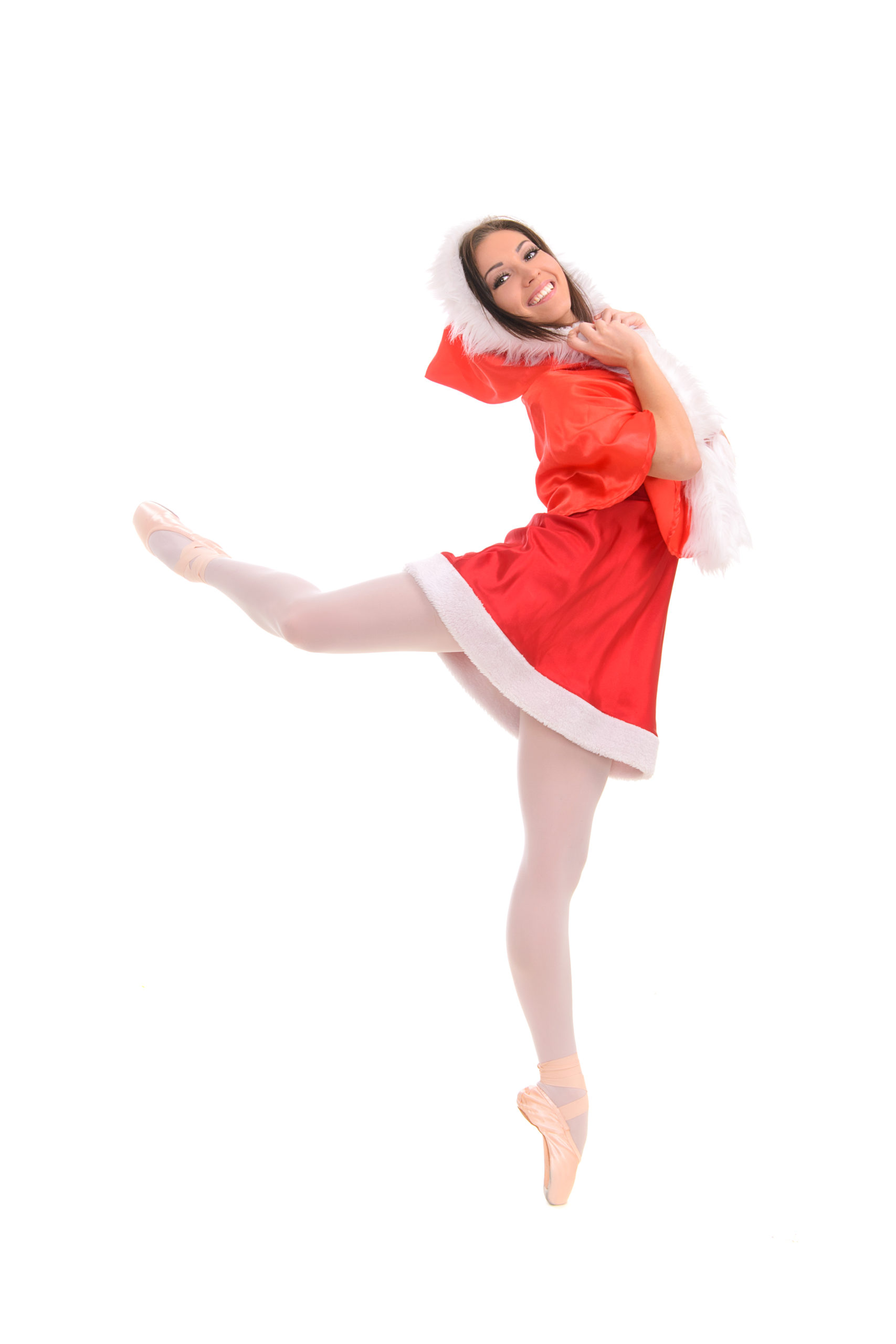 Ballet female dancer in red Christmas style